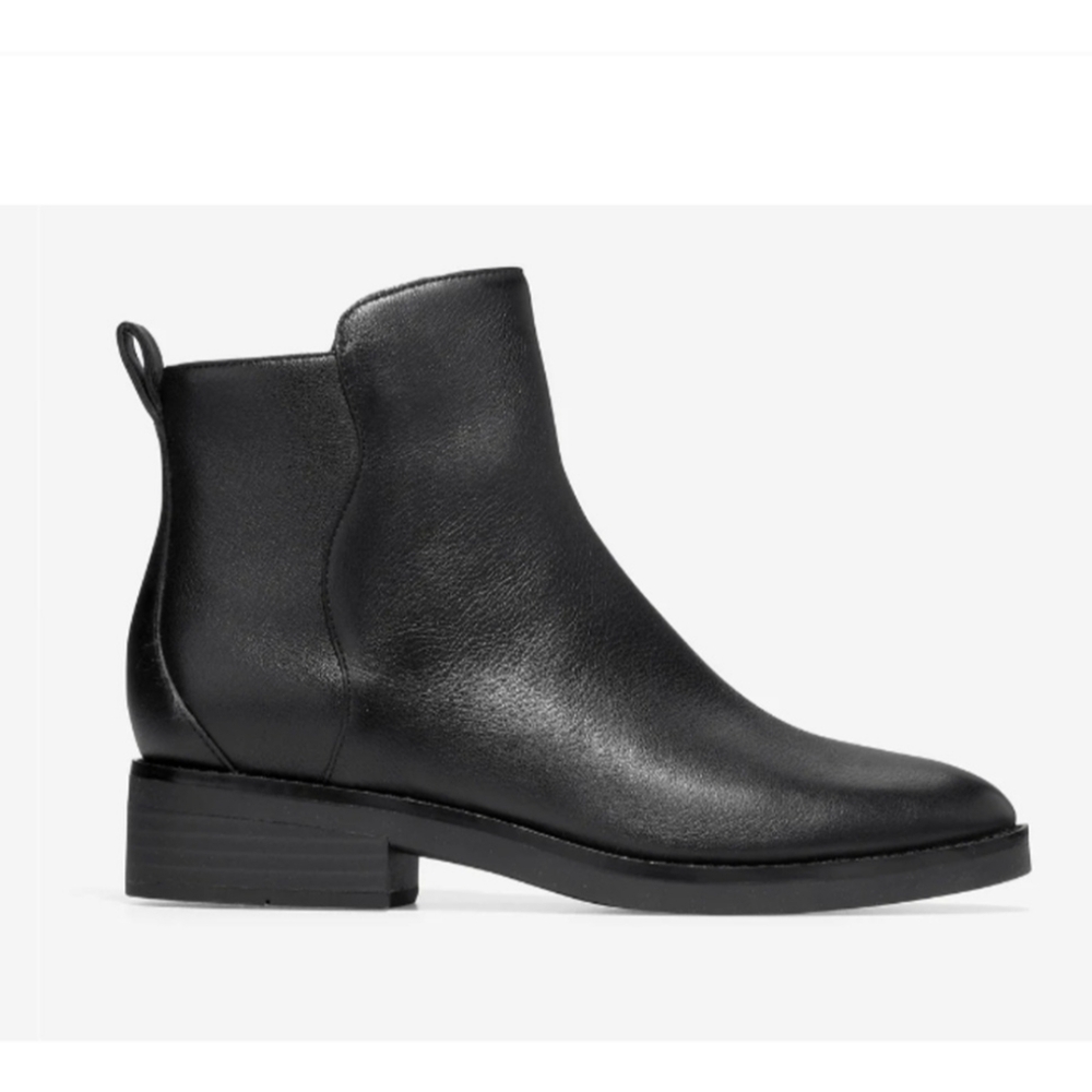 Cole Haan Black River Waterproof Leather Chelsea Bootie Ankle Boot 6.5
